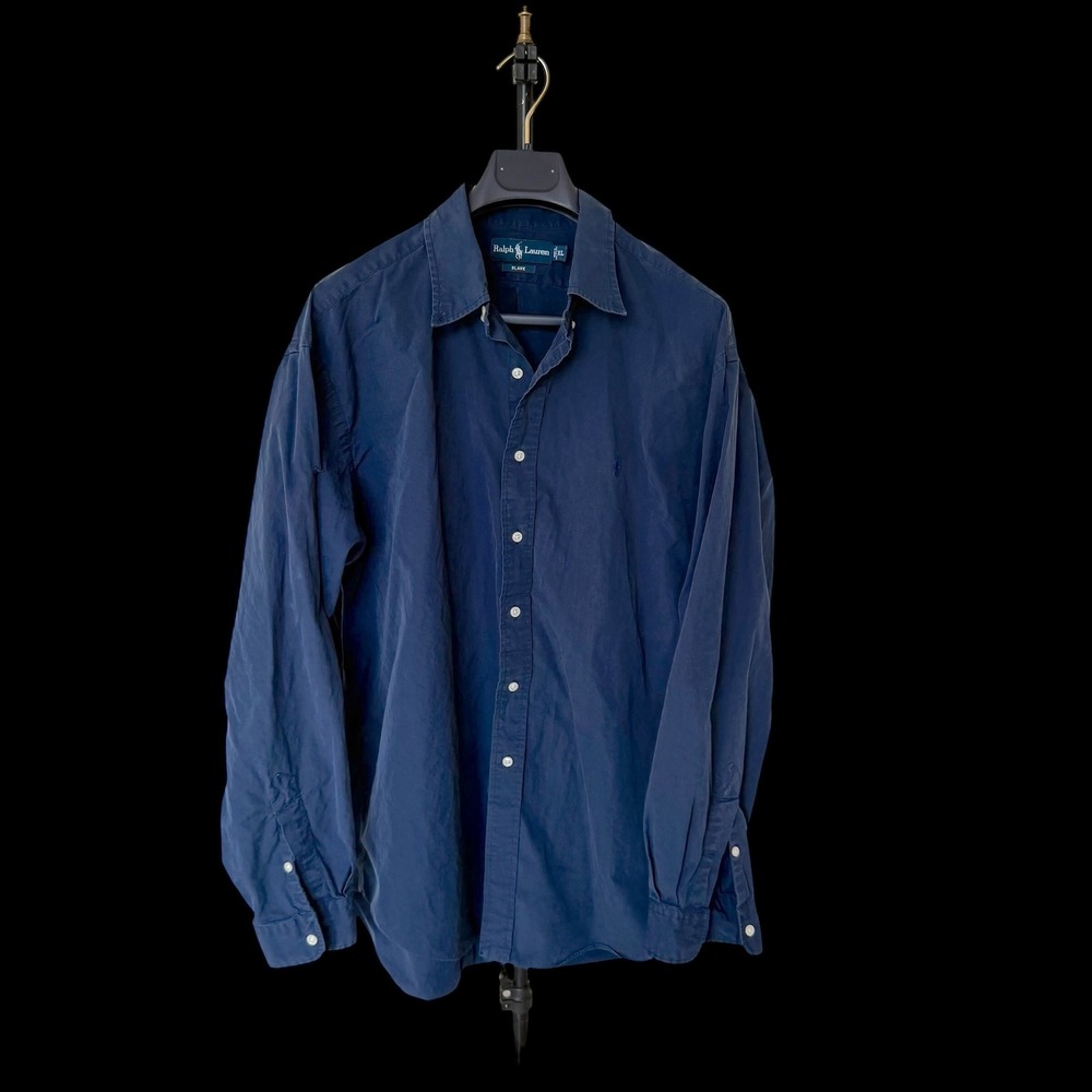 90's Ralph Lauren Blake XL Navy Blue Cotton Long Sleeve Button Down Shirt